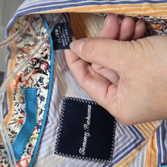 Tommy Bahama Cotton Silk Stripe Button-Up Shirt Relaxed Fit Coastal Luxe - Picture 4 of 6
